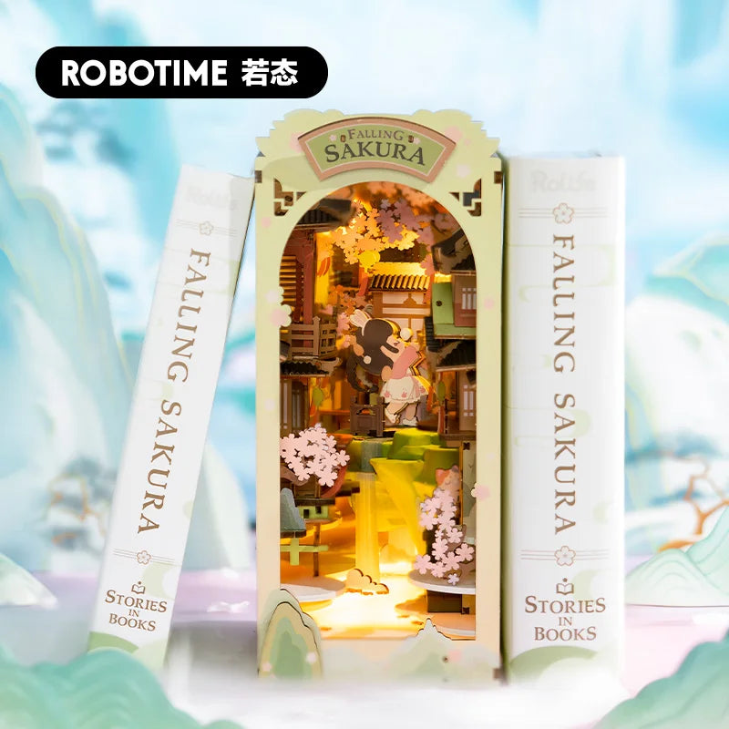 Robotime Rolife Sakura Book Nook with Lights - Creative Home Decor