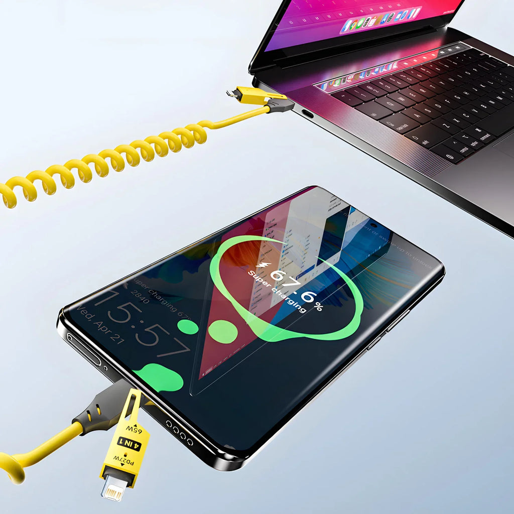 Zinc Alloy 4-in-1 USB-C Fast Charging Cable 65W for iPhone & More