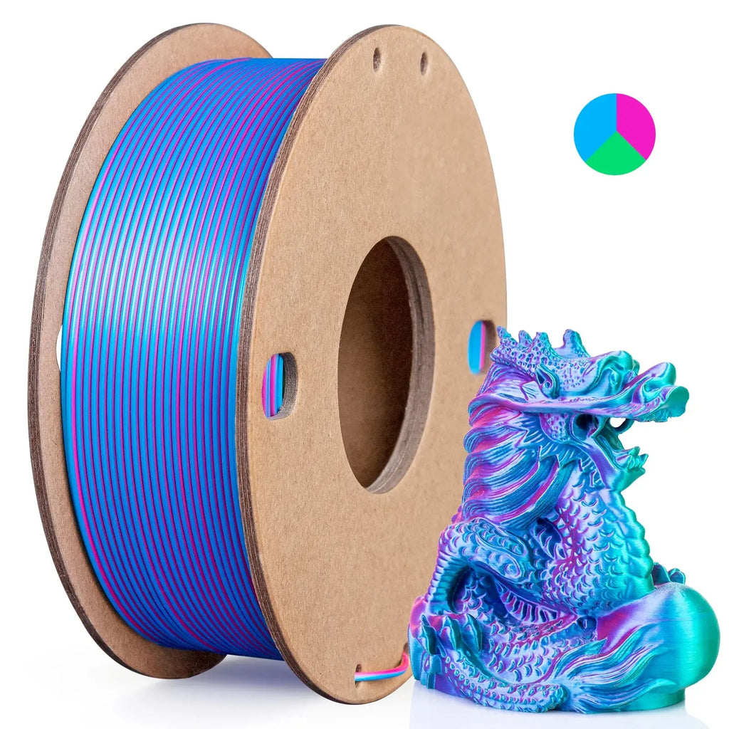 Silk PLA 3D Printer Filament - Triple Color 1.75mm Pack of 250g
