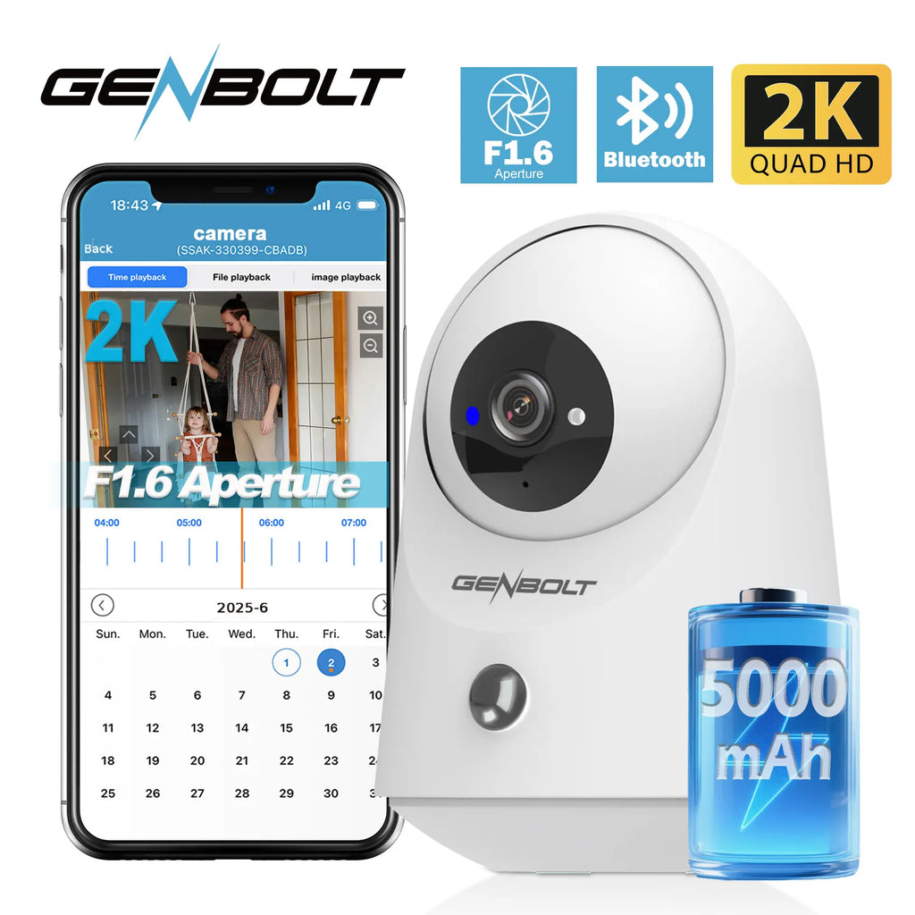 GENBOLT 2K WiFi Security Camera | Pan & Tilt Motion Detection
