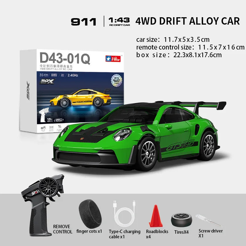 Macro Star D43 RC Drift Car - Eye-Catching Luminous 1:43 Alloy Model