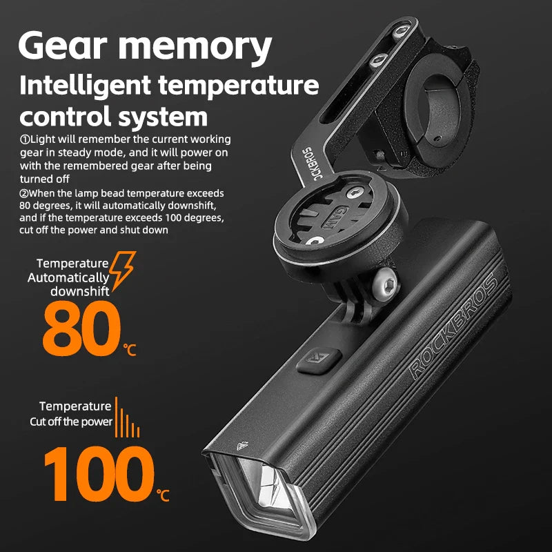 ROCKBROS 1500LM Smart LED Bike Light for Night Cycling