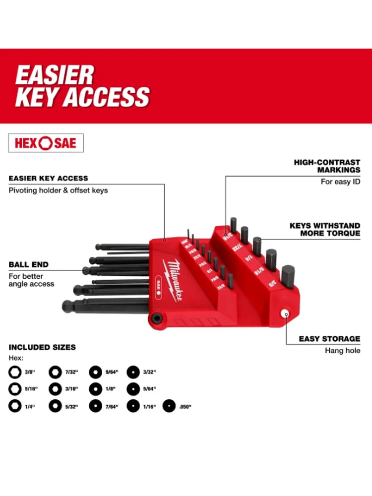Milwaukee 13-Piece L-Shaped Ball End Hex Wrench Set - Ultimate Access Tool