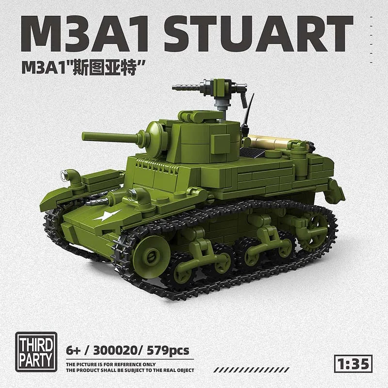 M3A1 Stuart Tank Building Blocks - Fun & Educational Car Toy