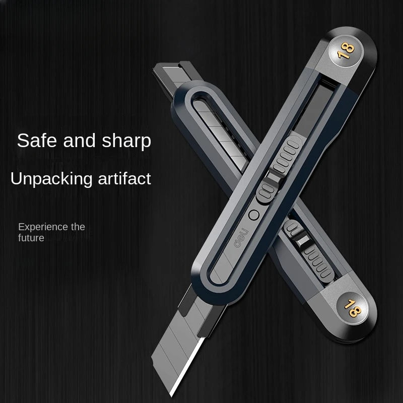 Deli 9mm & 18mm Snap-off Utility Knife with Auto Lock - Precision Cutting