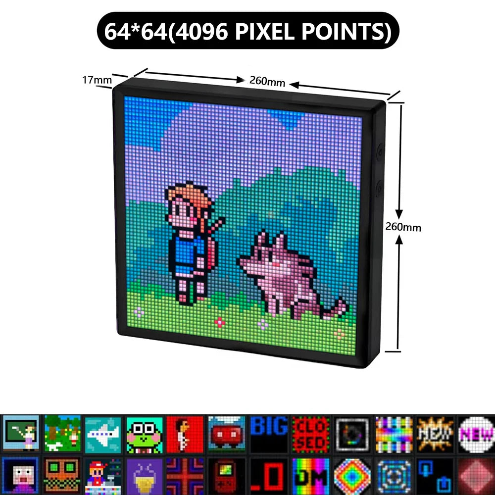 64x64 RGB LED Pixel Display - Bluetooth Programmable Art Panel