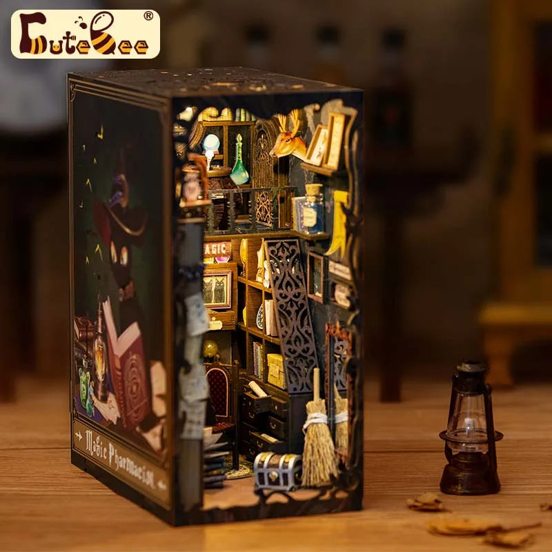 CUTEBEE DIY Miniature Book Nook Kit with Light - Perfect Christmas Decor