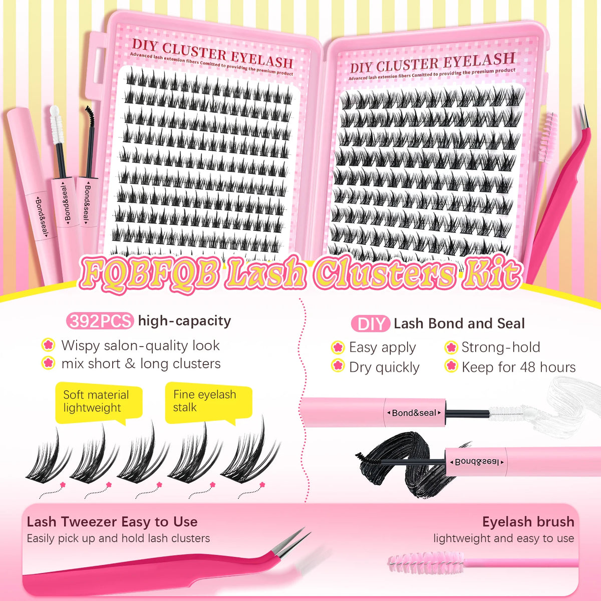 672PCS DIY Cluster Lash Kit - Natural Soft & Wispy Individual Lashes