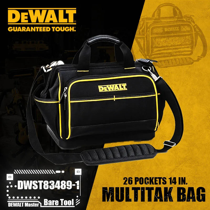 DEWALT 14" Multitak Tool Bag - 26 Pockets, Waterproof & Durable