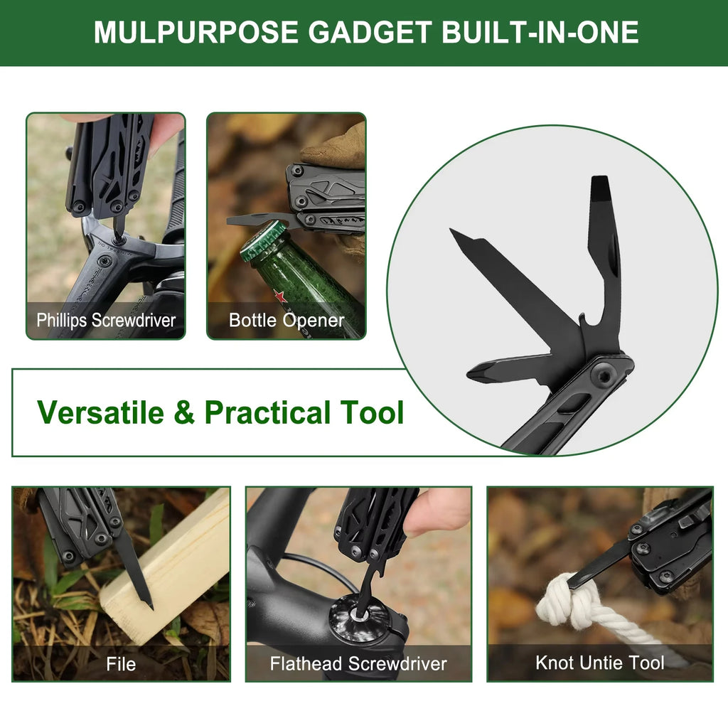 NexTool 11-in-1 Black Knight Multitool for Camping & Survival