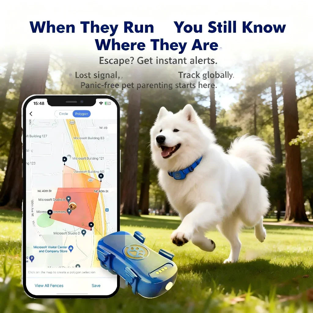 GPS Pet Tracker - Real-Time Location & Unlimited Distance Tracking