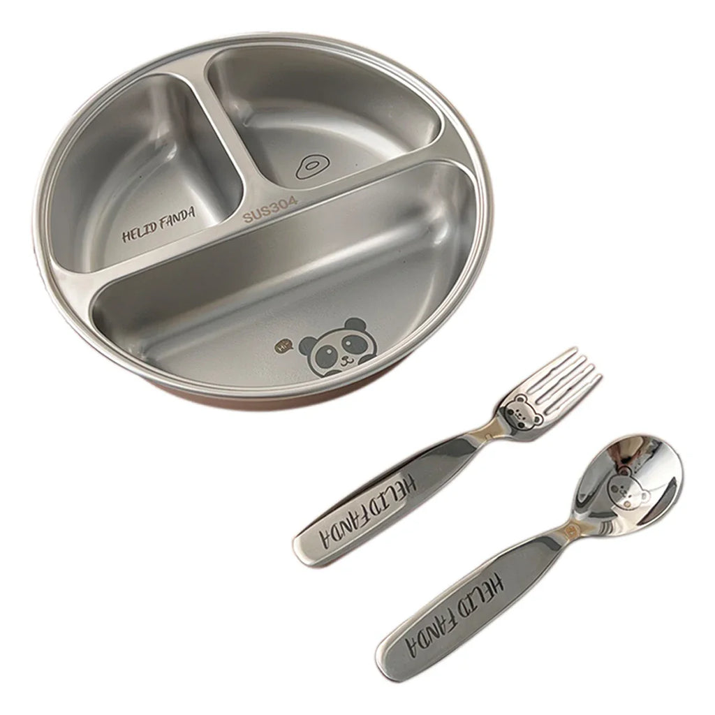 WORTHBUY Stainless Steel Divided Dinner Plate with 3 Compartments