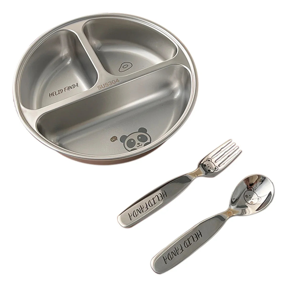 WORTHBUY Stainless Steel Divided Dinner Plate with 3 Compartments