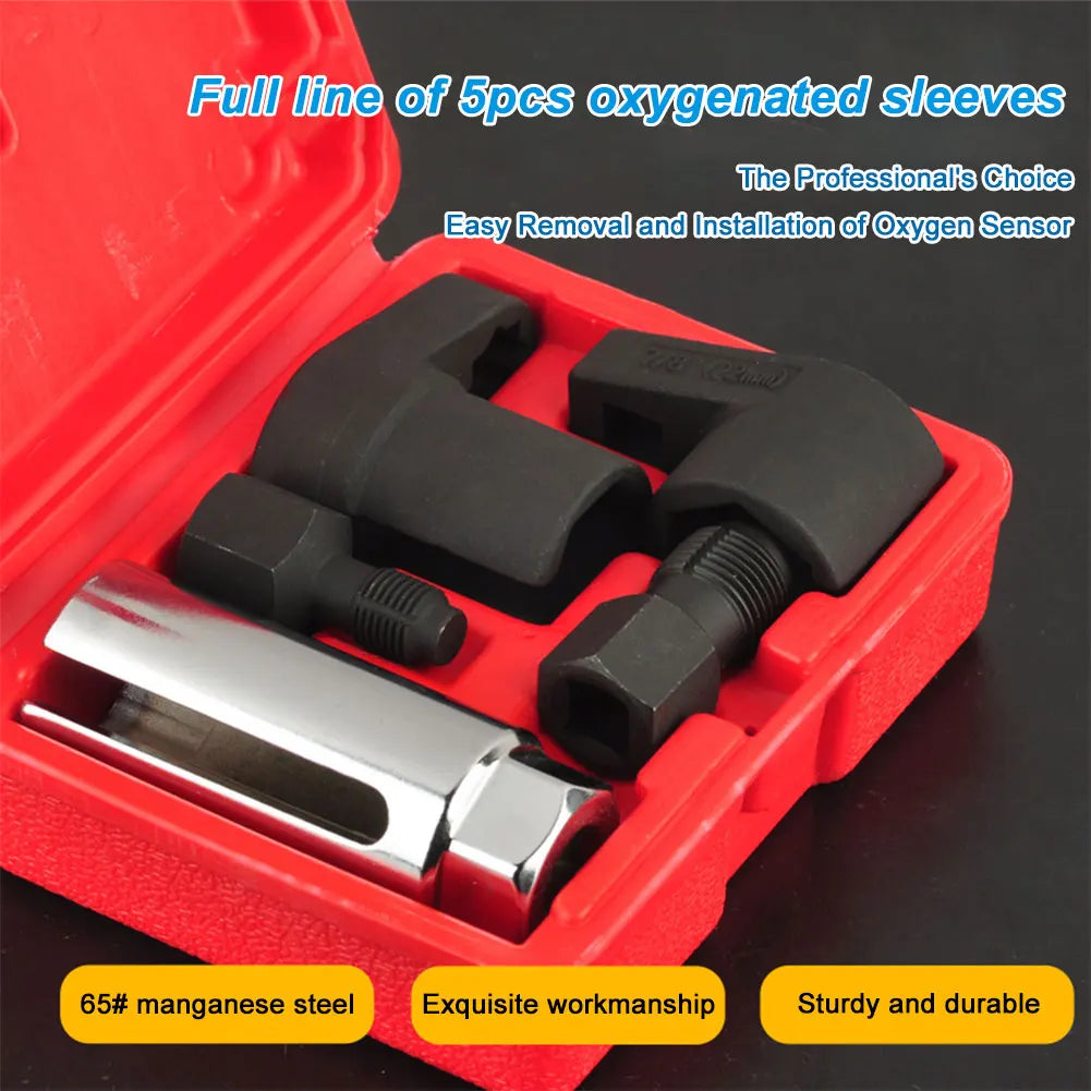Oxygen Sensor Removal Tool Kit - 5-Piece O2 Socket Wrench Set