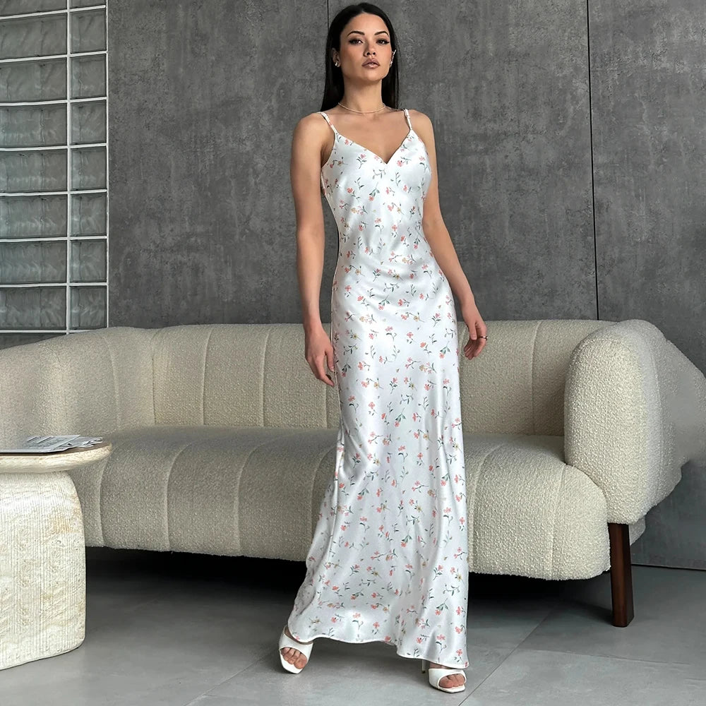 Elegant Satin Backless Evening Dress - Chic Women’s Party Style