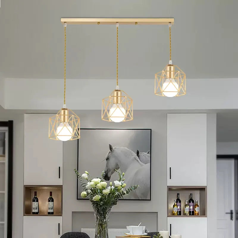 Modern Minimalist LED Pendant Light - Gold & Black Metal Fixture