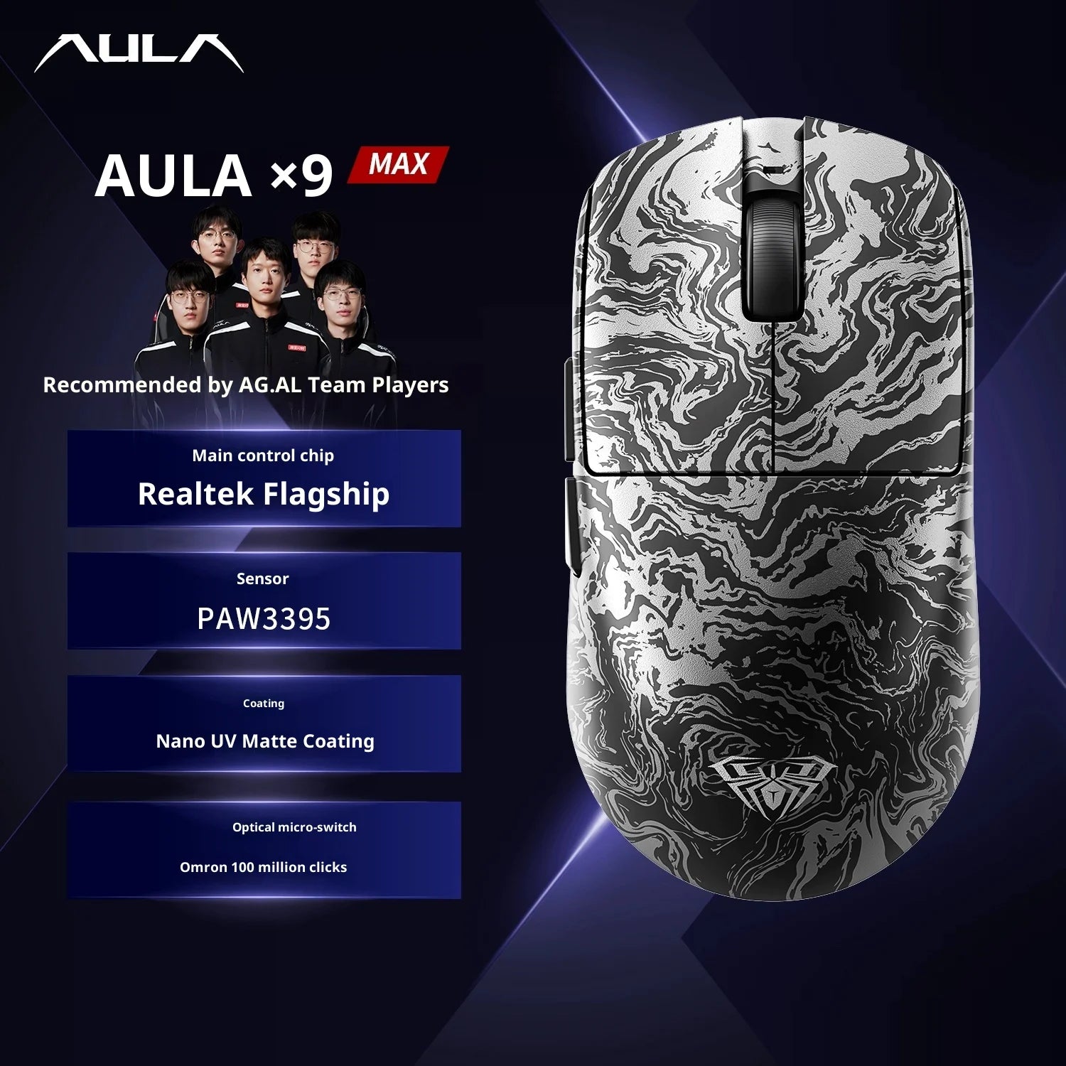 AULA X9 Max Wireless Gaming Mouse - Ergonomic & Ultra-Responsive