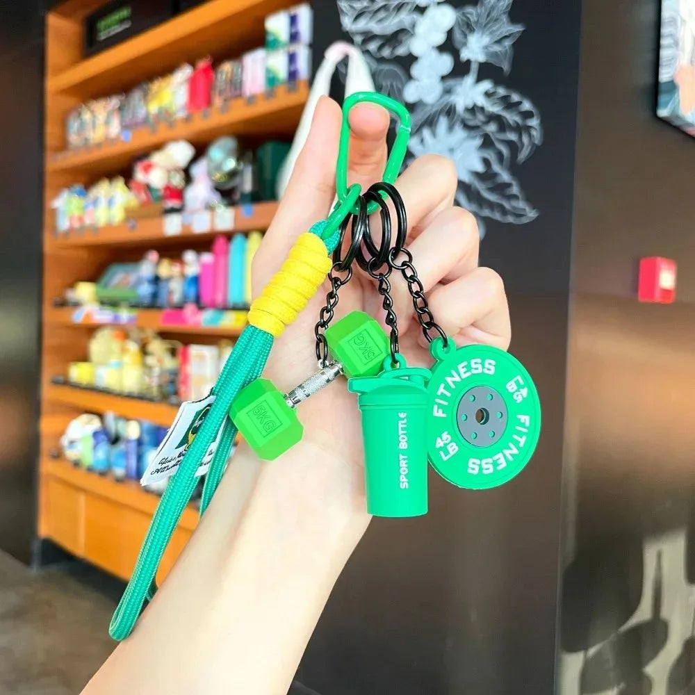 Mini Dumbbell Fitness Keychain - Hand-Woven Gym Lover Trinket
