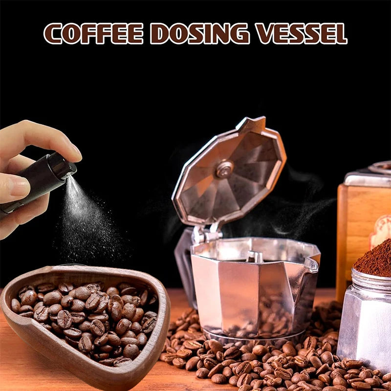 FLYMUYU Wooden Coffee Bean Dosing Cup & Spray Bottle Barista Set