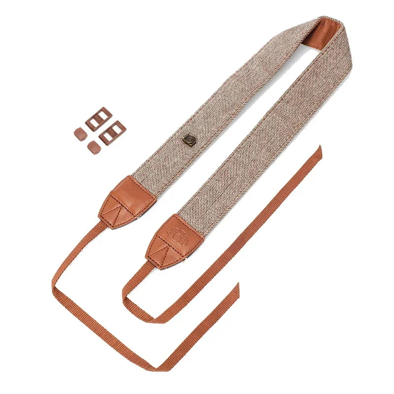 Adjustable Retro Cotton & Leather Camera Strap for SLR & DSLR Cameras