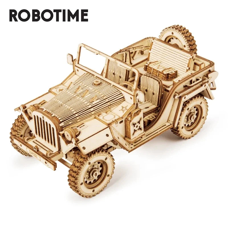 Robotime 3D Wooden Puzzle Kits - Steam Train, Jeep & Truck Models