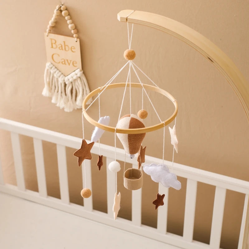 Colorful Wooden Hot Air Balloon Mobile Rattle | Baby Bed Bell Toy