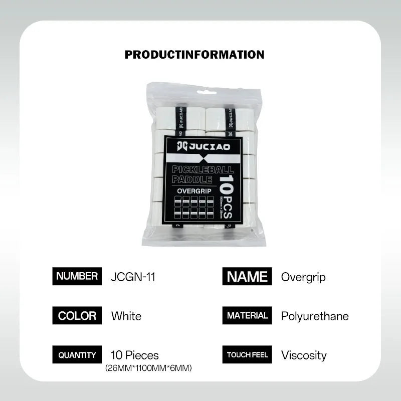 JUCiAO Pickleball Paddle Overgrips – 10 Pack Moisture-Wicking Tape