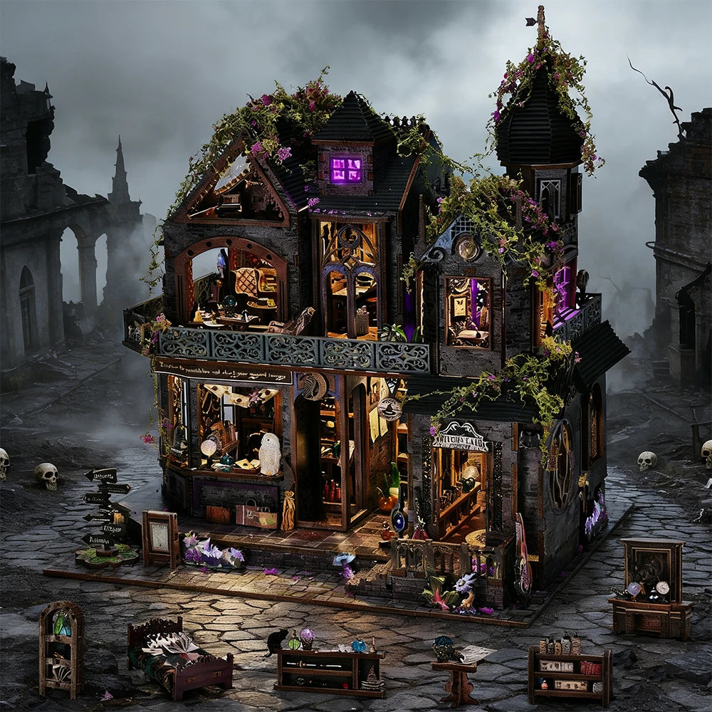 Magical Castle Book Nook Kit - 3D DIY Wooden Art With Music & Light