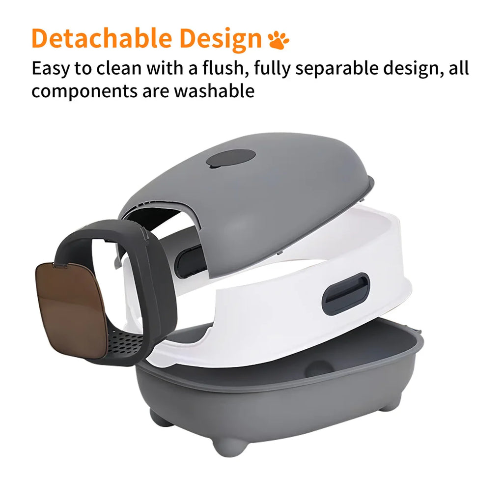 Hooded Cat Litter Box with Scoop - Easy Clean & Anti-Splash Design