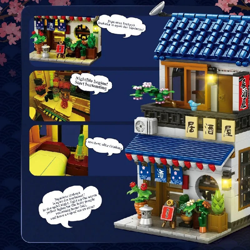 1130PCS Japanese Izakaya Building Blocks - Creative Model Set for Adults