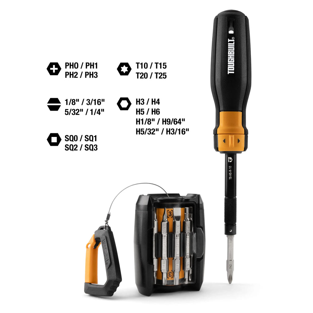 TOUGHBUILT Ratcheting Multi-Bit Driver - Versatile 24-Bit Storage Tool