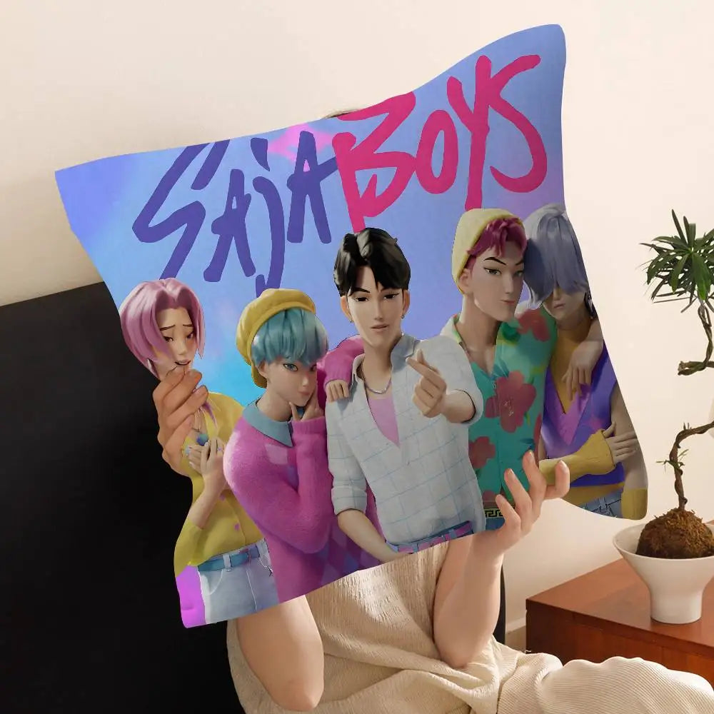 Kop-Cartoon K-Pop Demon Hunters Cushion Cover - Home Decor Pillow