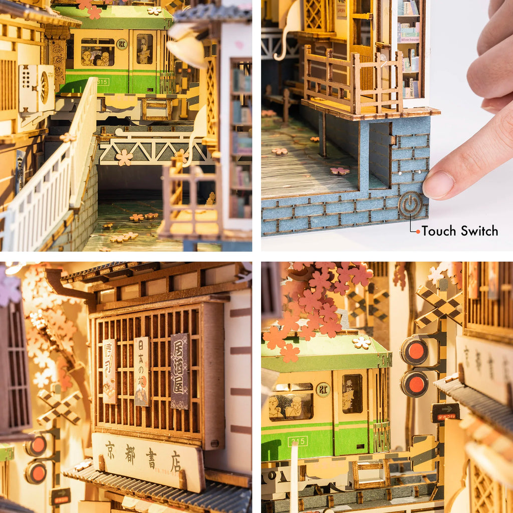 Robotime DIY Book Nook Miniature House Kit - Sakura Densya