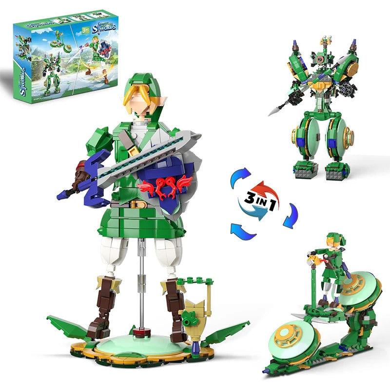 3-in-1 Anime Building Block Figure Set - Detailed Display Toy