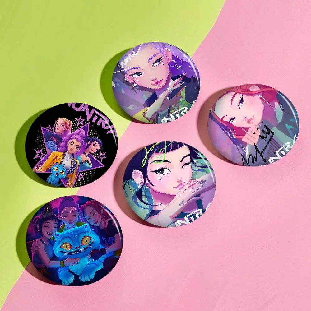 K-Pop Demon Hunters Anime Pin Button | Cute Cartoon Brooch Jewelry