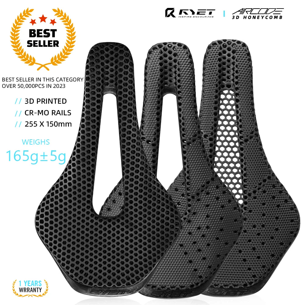 RYET Ultralight 3D Printed Bike Saddle - Comfortable & Breathable
