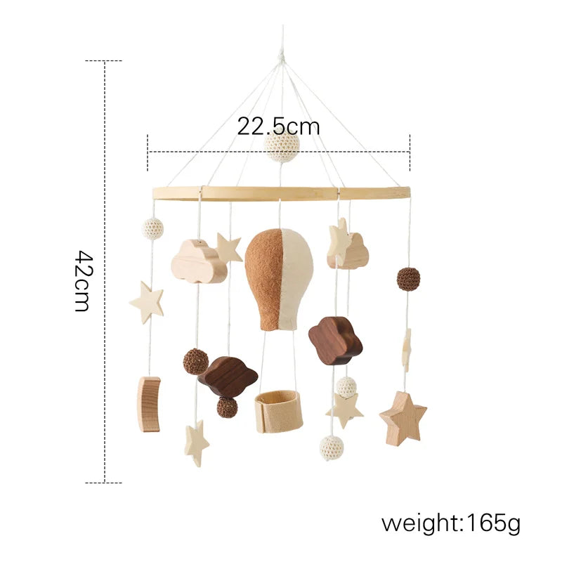Baby Wooden Elephant Rattle Mobile - Montessori Crib Decor