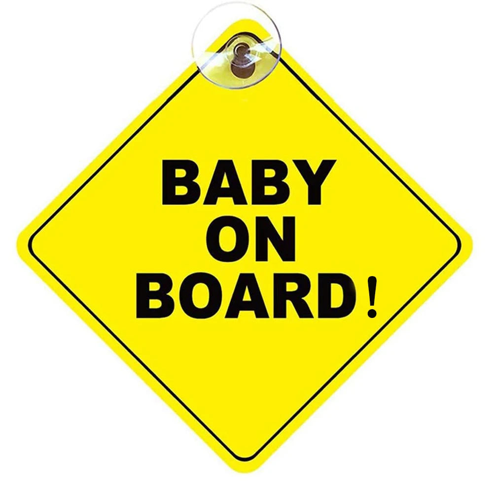Bright Baby on Board Car Sticker with Strong Suction Cups
