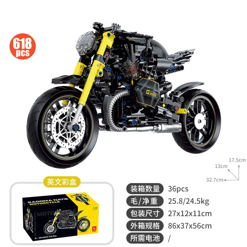 MOULD KING 1:8 Motorcycle Building Block Model Kit - Fun for Kids