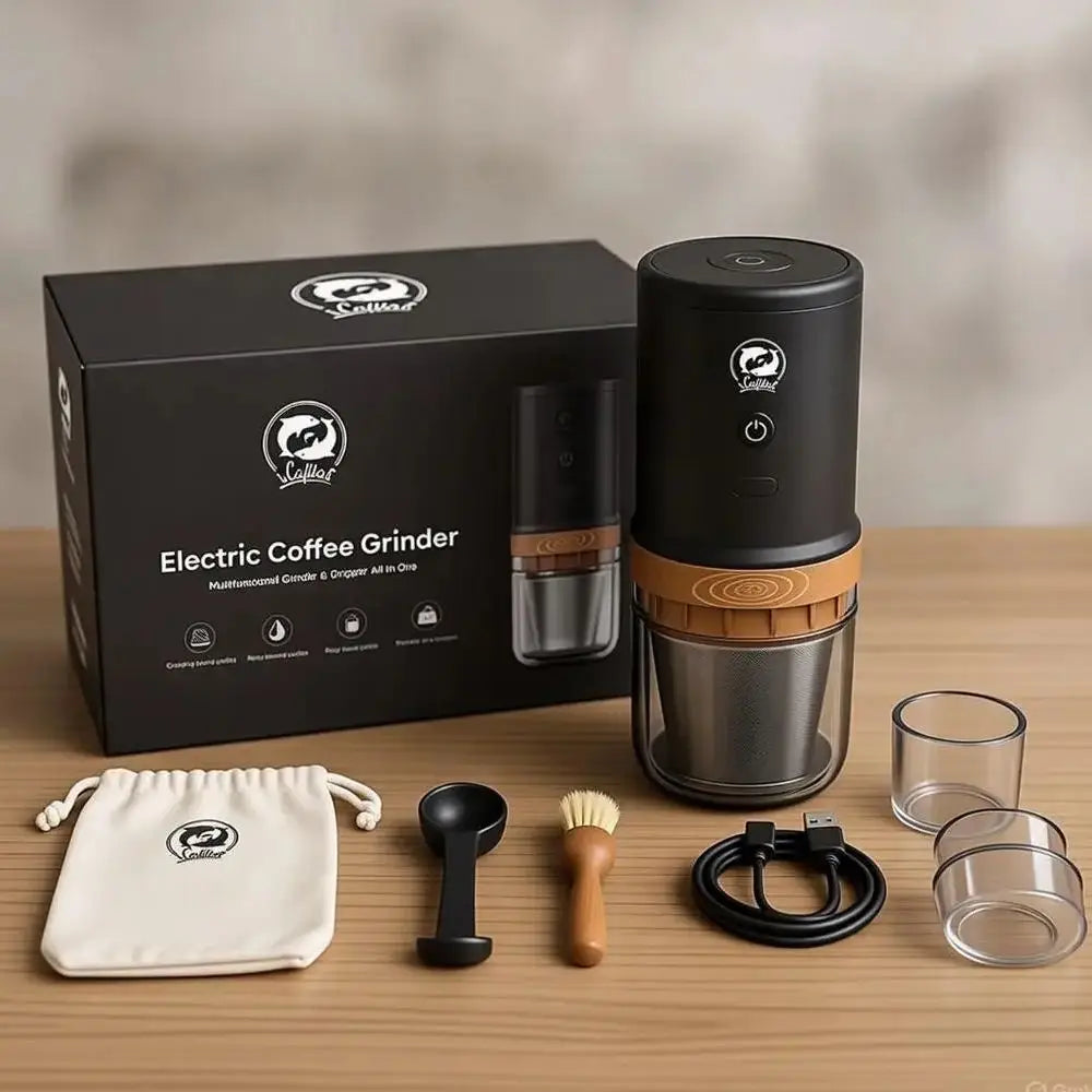 iCafilas Portable Electric Coffee Grinder & Mini Dripper - Travel Ready