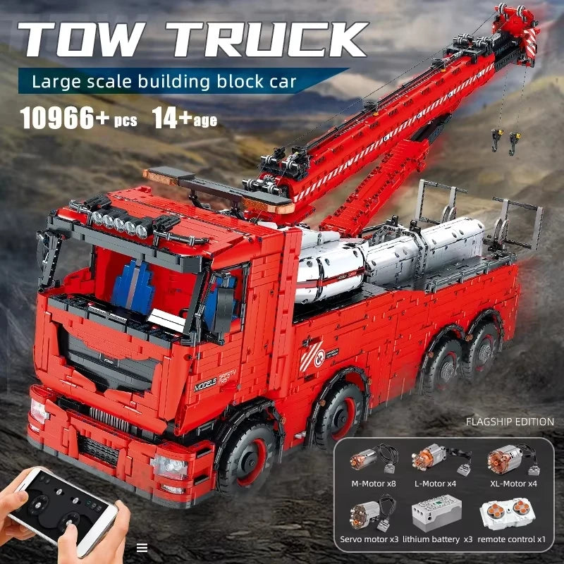 10966PCS Motorized Tow Truck MKII Building Block Set for Kids