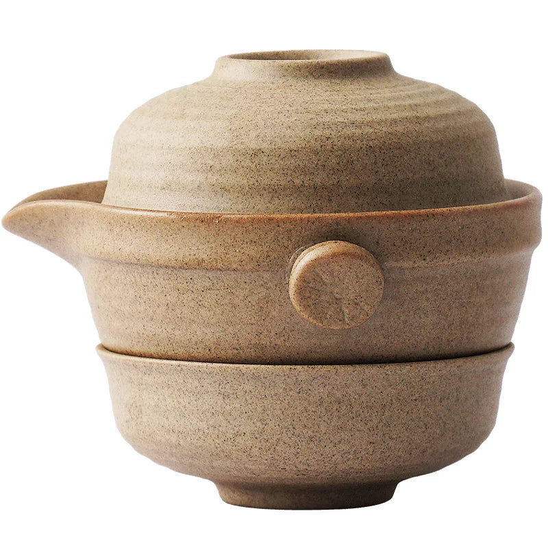 Elegant Chinese Kung Fu Tea Set - 1 Pot & 2 Teacups for Travel