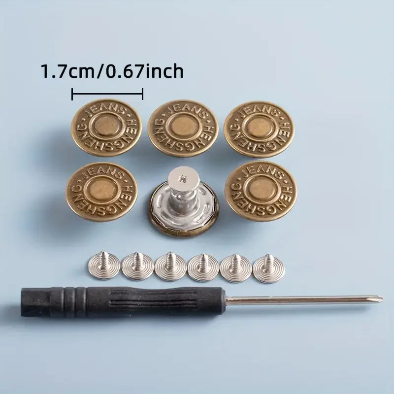 10PCS Durable Adjustable No-Sew Bronze Jeans Buttons - Snap Fasteners