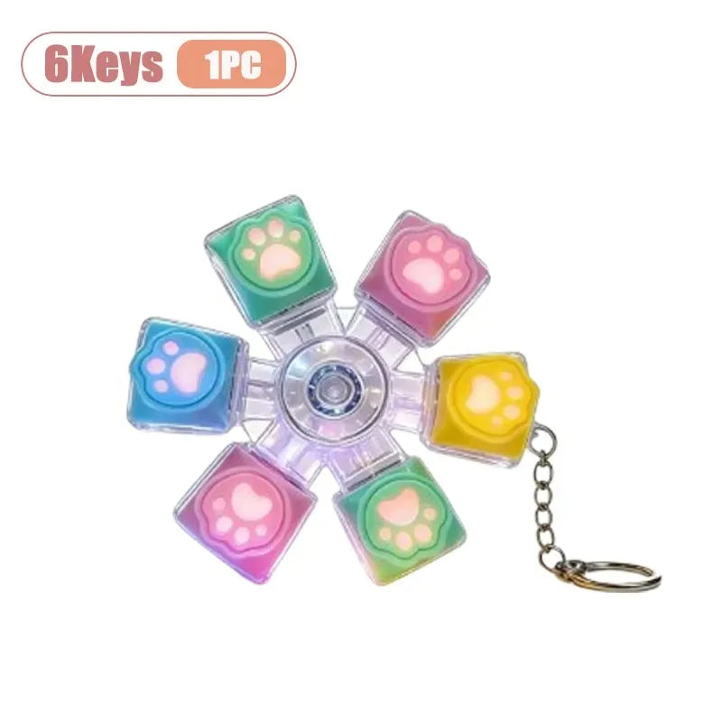 LED Cat Claw Keycap Keychain Fidget Spinner Stress Relief Toy