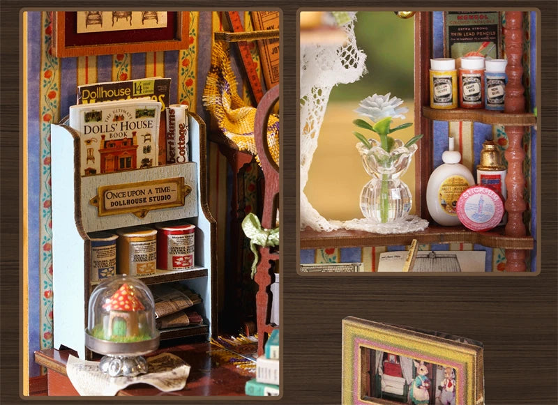 DIY Fairy-Tale Wonderhouse Wooden Miniature Dollhouse Kit with Furniture