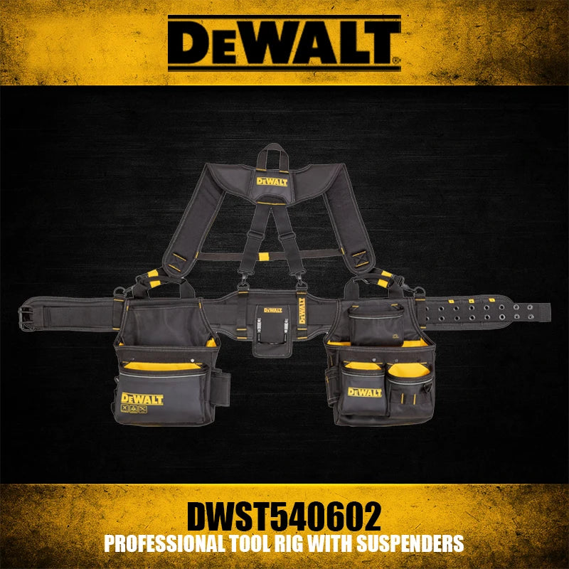 DEWALT Professional Tool Rig with Suspenders – 25 Pockets Heavy Duty
