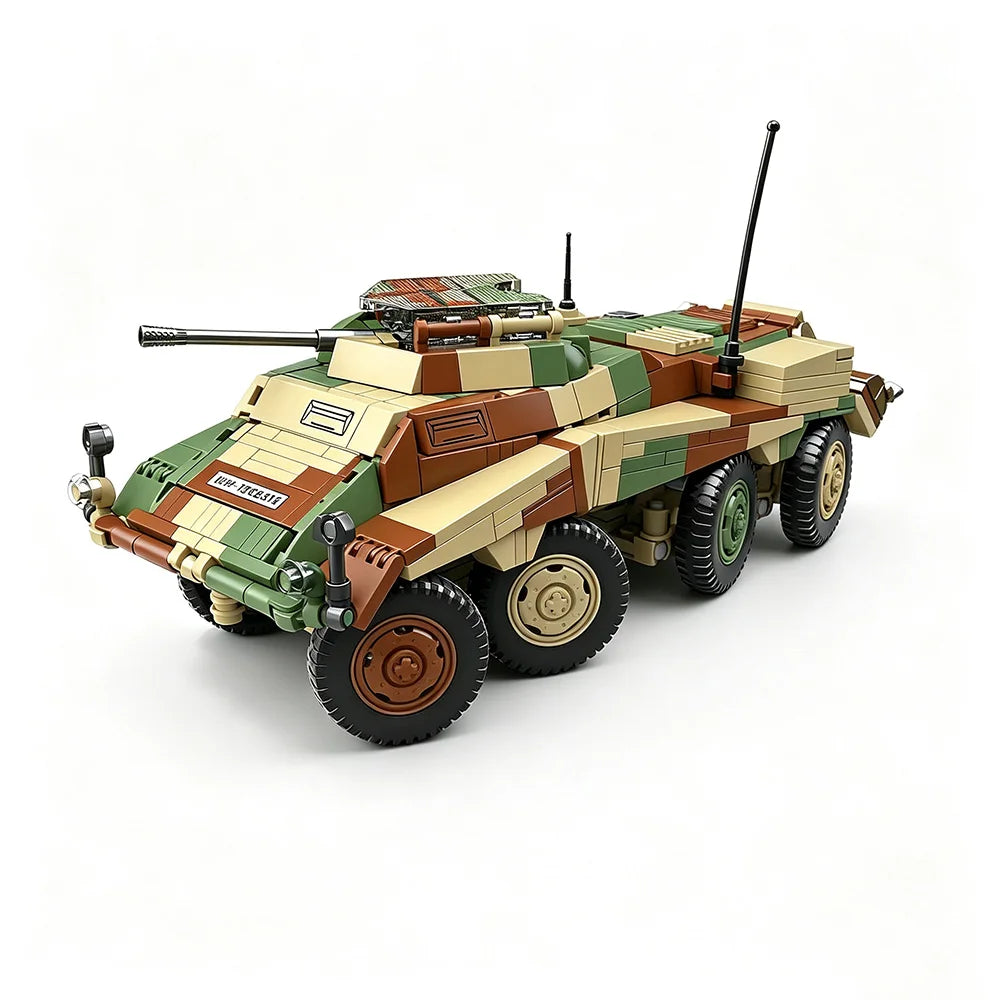 Heavy Armored Building Blocks Vehicle Model for Creative Play