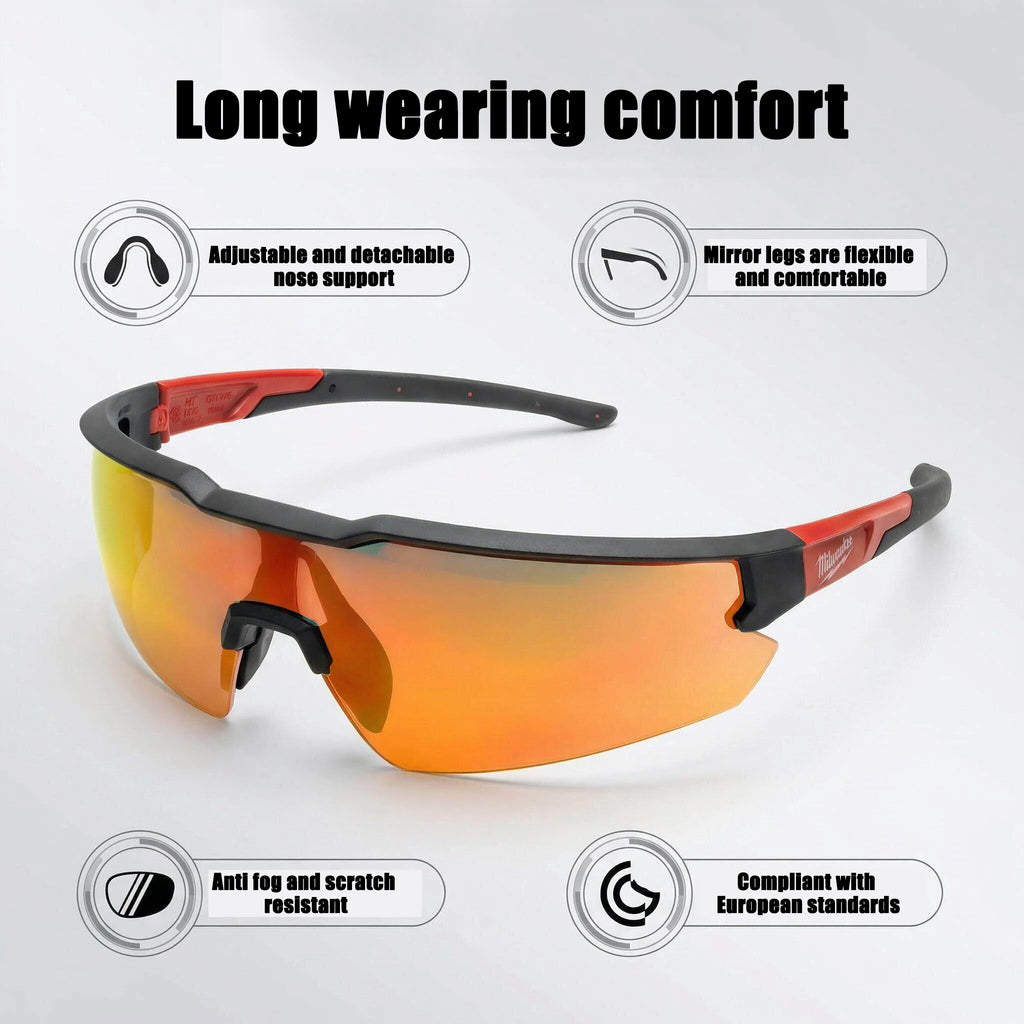 Milwaukee Anti-Fog Safety Goggles with Stylish Orange Mirror Lens