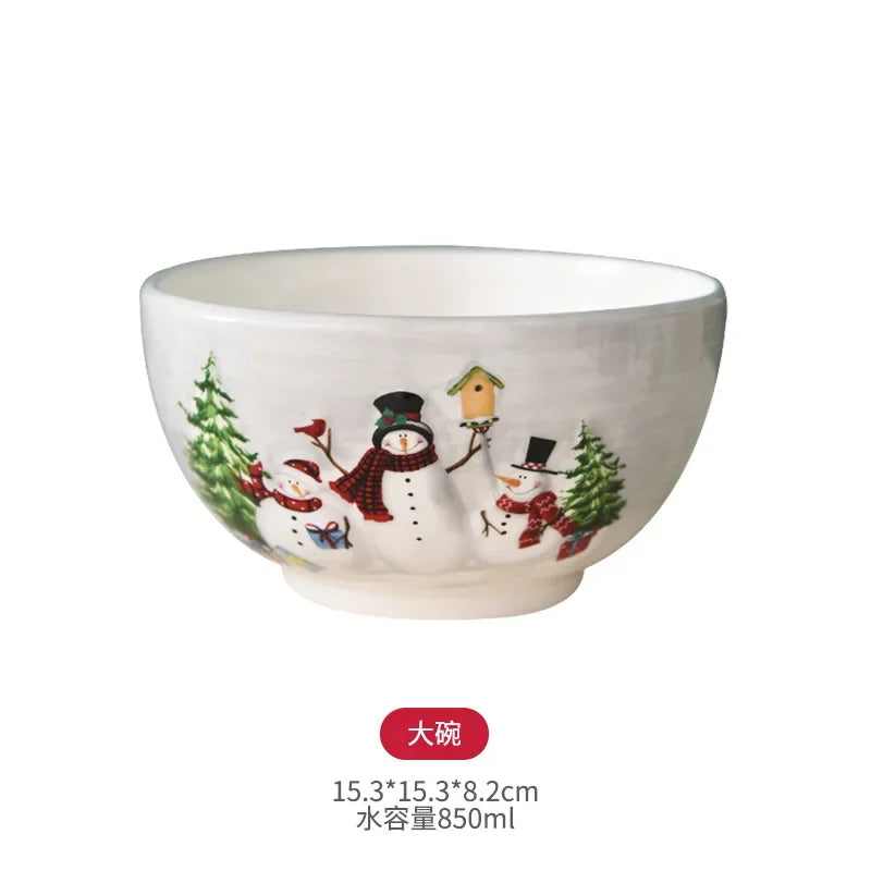 Adorable Christmas Snowman Ceramic Dish Set - Perfect Holiday Decor