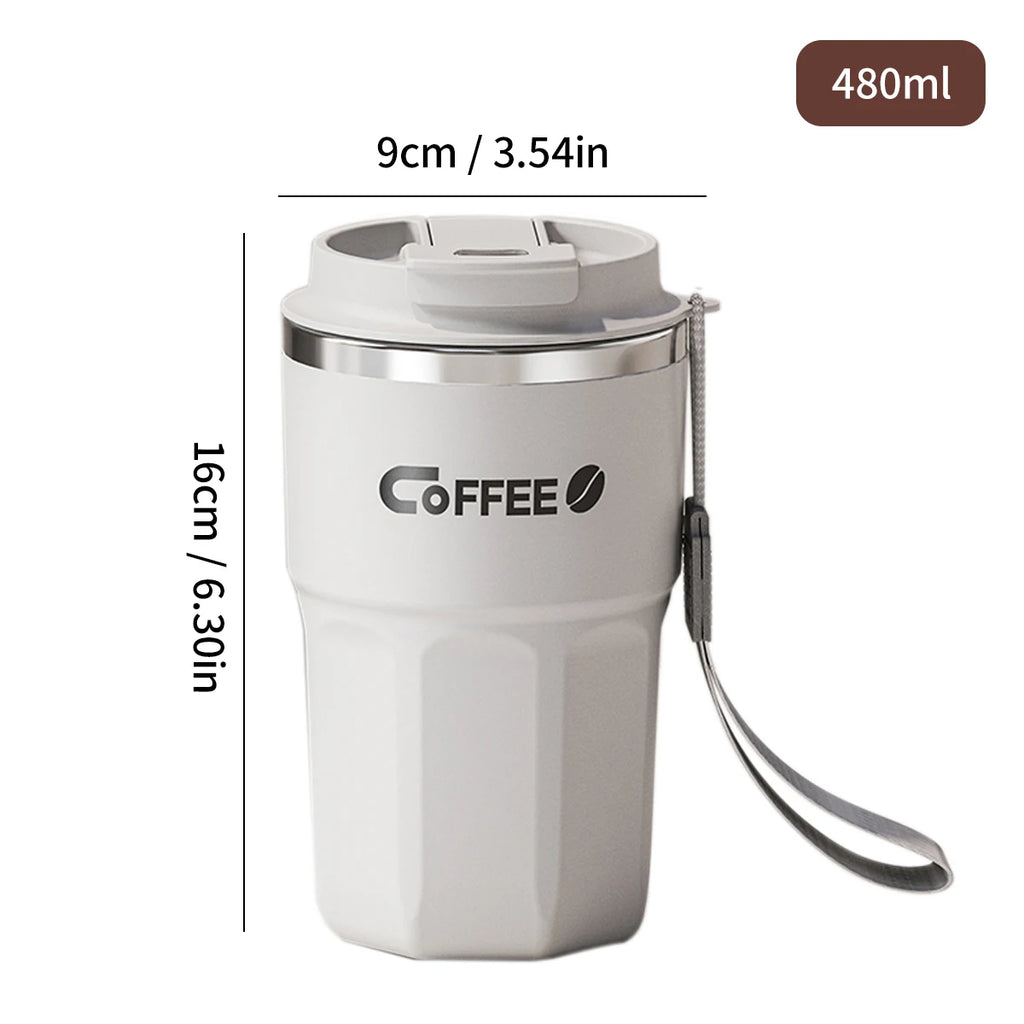Double Layer Insulated Stainless Steel Coffee Mug - 400/480ML